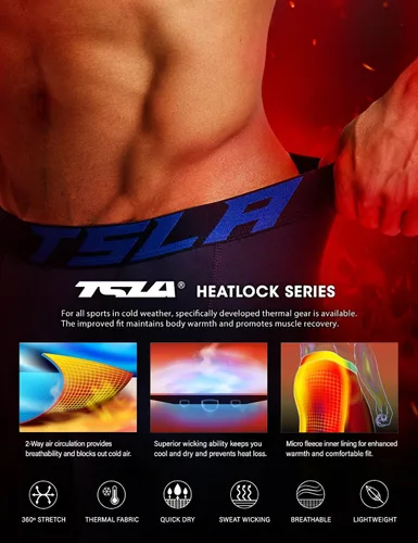 Miniatura 5 de TSLA - Paquete de 1 o 2 pantalones térmicos de compresión para hombre, leggings deportivos y mallas para correr, pantalones para usar como primera