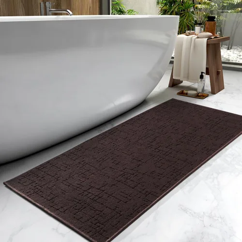 Miniatura 10 de AMOAMI - Tapete de baño - Tapetes de piso de baño absorbentes de secado rápido - Tapetes de baño lavables con respaldo de goma para alfombras