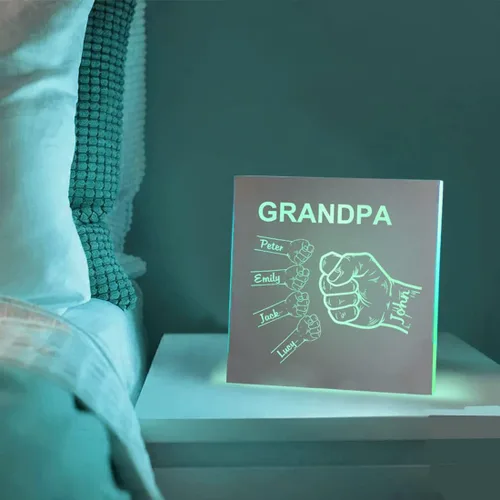 Miniatura 6 de Espejo personalizado con nombre del puño, letrero del día del padre, espejo acrílico personalizado de 1 a 10 nombres, espejo de pared para abuelo