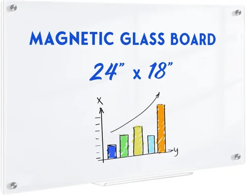 Miniatura 16 de Pizarra blanca magnética de vidrio para pared, pizarra de borrado en seco de vidrio de 16 x 12 pulgadas, pizarra blanca grande sin marco