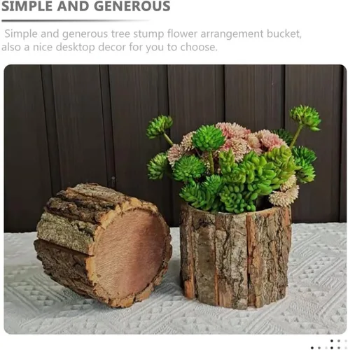 Miniatura 4 de Macetero de tocón de árbol, plantador de tocón de árbol, plantas de interior, 2 piezas de tocón de madera, decoración de tocón de árbol, maceta