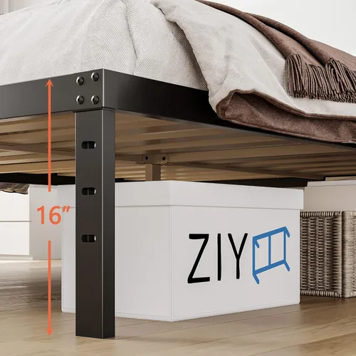 Miniatura 4 de ZIYOO Base de cama individual, listones de madera de 3 pulgadas de ancho con soporte de 2500 libras para colchón, 16 pulgadas de alto, no necesita