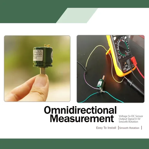 Miniatura 3 de Sensor de ángulo de pasillo, resolución de 0.088 ° Sensor de posición de efecto Hall giratorio de 360 °, salida de 0-5 V círculo completo 12 bits