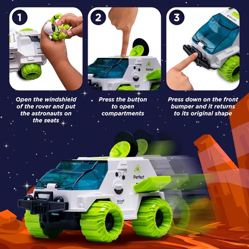 Miniatura 3 de [Conjunto Mejorado] Juguetes Espaciales para Niños de 3 4 5 6 7 8, Transbordador Espacial con Juguetes de Nave Cohete - 4 Astronautas, Estación