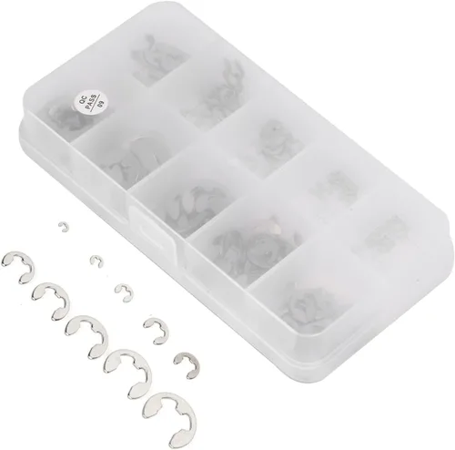 Miniatura 6 de Juego de 120 piezas de clip E Surtido Arandela Acero Inoxidable Anillo de Retención Externa Circlip 0.059 in a 0.394 in