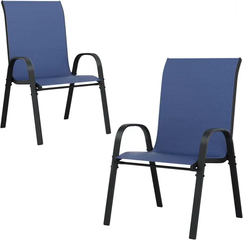 Miniatura 23 de UDPATIO Patio Chairs Set of 2, Stackable Silver Outdoor Dining Chairs with High Back, Breathable Textilene Fabric Outdoor Chair All Weather, for