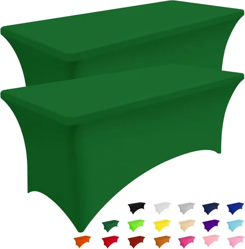 Miniatura 28 de Smiry Paquete de 2 manteles de elastano de 6 pies, fundas de mesa elásticas ajustables extensibles, lavables y sin arrugas, rectangulares para mesa