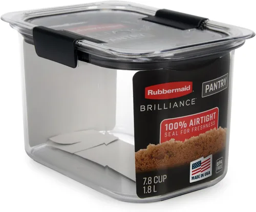 Rubbermaid Brilliance - Recipiente hermético para almacenar alimentos de despensa, fabricado en plástico sin BPA, capacidad de 7,8 tazas, ideal para