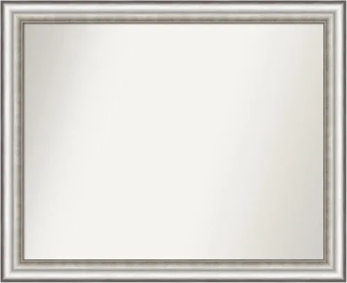 Miniatura 331 de Amanti Art Espejo de baño plateado para sobre el fregadero, 26 x 26 pulgadas, espejo cuadrado de plata antigua, marco de madera tradicional mediano