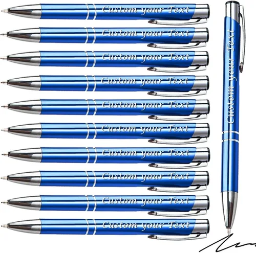 Miniatura 10 de AOK 50PACK Bolígrafos personalizados Tinta negra personalizada - Bolígrafos de nombre metálicos - Grabados por láser con su texto o mensaje (negro)