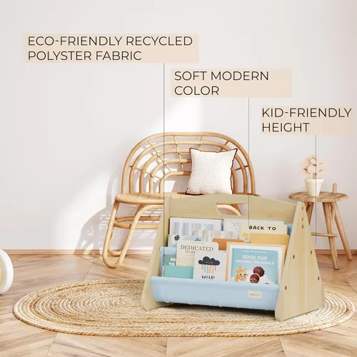 Miniatura 7 de ZICOTO Estantería decorativa de madera con asa para habitaciones de niños, mantiene los libros ordenados y al alcance de los niños pequeños