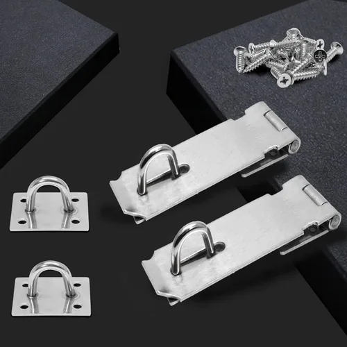 Miniatura 4 de 2 cerraduras de puerta de 3 pulgadas, cerrojo de seguridad de acero inoxidable con tornillos para armarios, armarios (plateado)