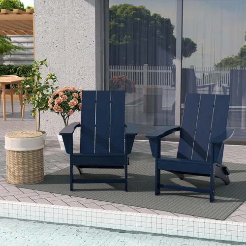 Miniatura 17 de WestinTrends Ashore - Silla plegable Adirondack moderna para exteriores (juego de 2), color marrón oscuro