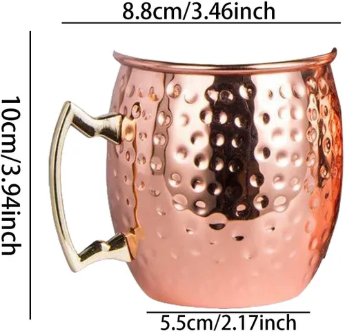 Miniatura 2 de Moscow Mule - Juego de 2 tazas de cobre martilladas de 16 onzas con forro de acero inoxidable 304 grandes hechas a mano para beber, aptas