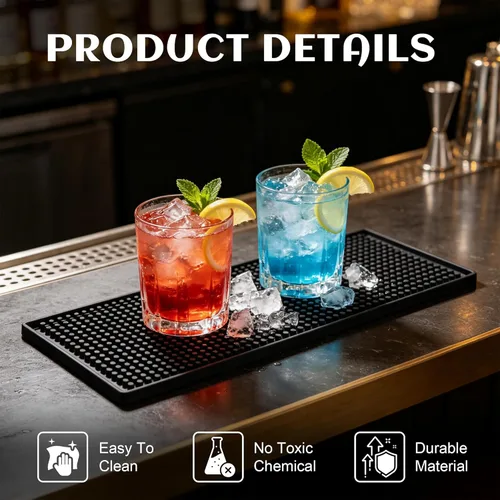 Miniatura 8 de XieNie Tapete de bar de 6 x 12 pulgadas, pequeño, negro, tapete de café para bar en casa, tapete de servicio de bar para coctelería, cocina