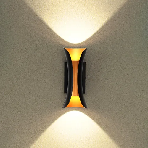 Miniatura 10 de ziidoo Aplique de pared moderno para interiores y exteriores, 7.9 pulgadas IP65 negro y dorado LED luminaria para patio, porche, puerta delantera