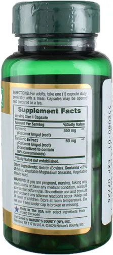 Miniatura 2 de Nature's Bounty Cúrcuma 450 mg Cápsulas - 60 ct, paquete de 3
