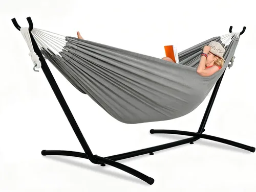 Miniatura 10 de Lazy Daze Hammocks Hamaca doble con soporte de acero de 9 pies que ahorra espacio, incluye funda de transporte portátil, capacidad de 450 libras