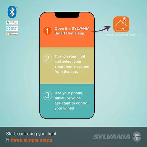 Miniatura 4 de LEDVANCE Sylvania Smart+ Bluetooth - Bombilla LED A19 blanca suave, compatible con Alexa, Apple HomeKit y Google Assistant, 1 paquete