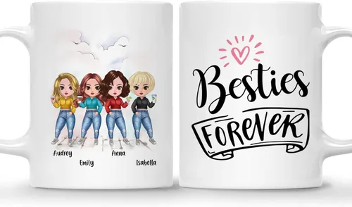 Gossby Taza personalizada para amigas, Besties Forever, regalo personalizado para mejores amigas para mujeres con nombres de avatares, regalo 4