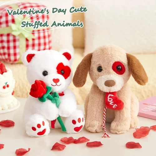 Miniatura 4 de Glow Guards Peluche de perro Labrador de San Valentín, peluche de perro labrador de 10 pulgadas con corazón rojo, peluche suave para cachorros