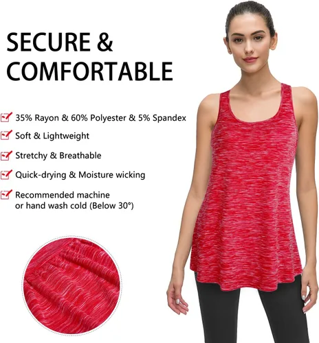 Miniatura 55 de Cestyle - Camiseta sin mangas para mujer, cuello redondo, corte holgado, para entrenamiento