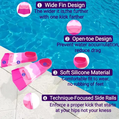 Miniatura 51 de Gugmoy Kids Swim Fins,Comfortable Silicone Flippers for Swimming and Diving,Size Suitable Beginners Kids Girls Boys Adults