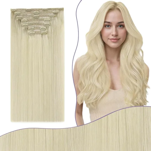 Miniatura 26 de Fshine Extensiones de cabello con broches, 22 pulgadas, 7 unidades, color marrón oscuro, doble trama, extensiones de cabello humano real con clip