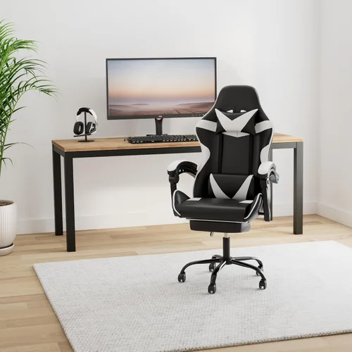 Miniatura 2 de YSSOA Silla para videojuegos, silla de computadora con reposapiés, altura ajustable y función de inclinación de 90° a 135°, silla reclinable
