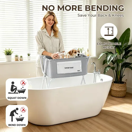 Miniatura 2 de Bañera para Perros Estación de Lavado de Perros con Cepillo para Perros Pequeños y Medianos, Gatos, Bañera B4 Plegable para Perros para Baño y Aseo