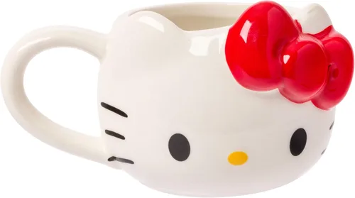 Miniatura 4 de Silver Buffalo Sanrio Hello Kitty Conjunto de 3 tazas de cerámica esculpidas en 3D con arcos de diferentes colores, con asas, perfectas como set