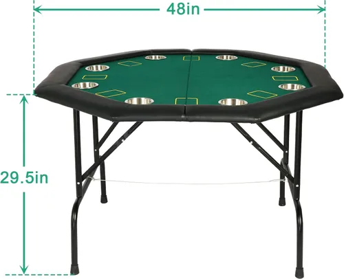 Miniatura 7 de LUCKYERMORE Mesa de póquer plegable 500 fichas de póquer Set 8 jugadores Layout Poker Mats con bolsa de transporte