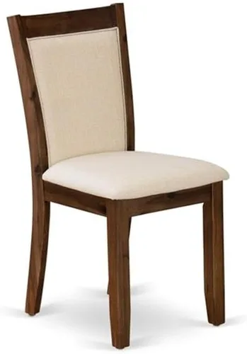 Miniatura 4 de East West Furniture MZC0T01 Monza Parson - Sillas de comedor tapizadas de tela de lino crema, juego de 2, lino cepillado blanco