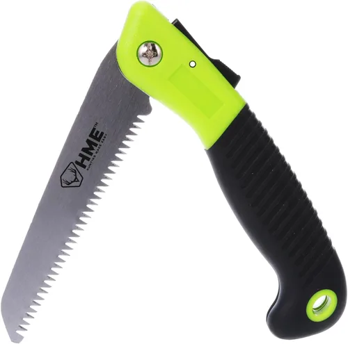 HME Mini sierra de bolsillo de mano plegable con hoja de acero al carbono de 5 pulgadas para caza, camping, mochilero, poda