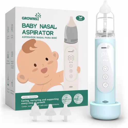 GROWNSY Aspirador Nasal para Bebé, Succionador de Nariz para Bebé con 5 Niveles de Succión Mejorados, Succión Nasal Eléctrica IPX7 Impermeable para