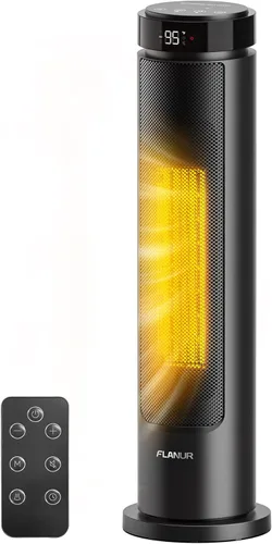 FLANUR – Calentadores de espacio para uso en interiores de habitación grande, calentador eléctrico portátil de 1500 W con control remoto, 5 modos,