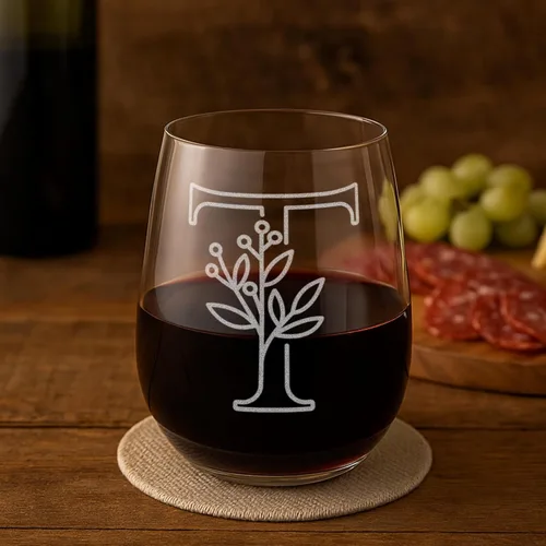 On The Rox Drinks Regalos con monograma para mujeres y hombres – Letra A-Z inicial grabada monograma sin tallo, copa de vino – Regalos de vino