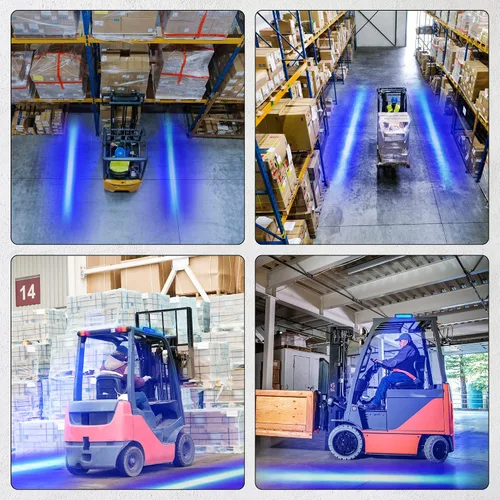 Miniatura 8 de Luz LED de la carretilla elevadora luz de advertencia de línea lateral 30W DC 12-80V lámpara de seguridad para el área peatonal de almacén - azul