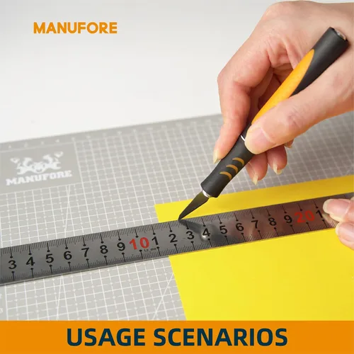 Miniatura 6 de MANUFORE Juego de alfombrillas de corte gris A3, A4, A5 con escala de centímetro y pulgadas, tabla de cortar autocurable con 5 capas de grosor