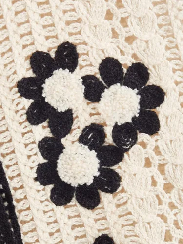Miniatura 4 de Verdusa Chaleco de punto a cuadros sin mangas con cuello en V y botones para mujer