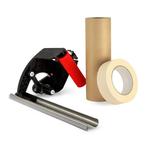Miniatura 12 de IDL Packaging Kit de enmascaramiento - Papel de enmascarar marrón de 9 pulgadas x 60 yardas (6 rollos) y cinta blanca de 1.41 pulgadas x 60 yardas