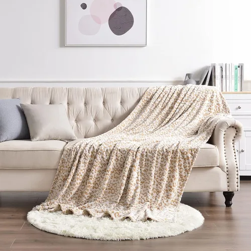 Miniatura 2 de PLEASANT BOULEVARD Manta de leopardo de forro polar, colcha de microfibra premium, ligera, cálida y acogedora, para sofá y cama
