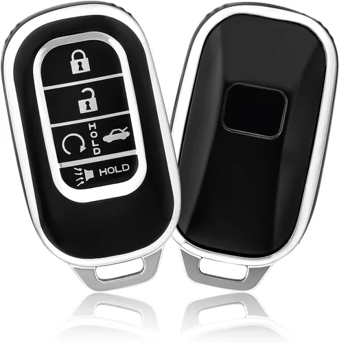 OFFCURVE Funda para llavero Honda, compatible con Honda Civic Accord HR-V CR-V Pilot Sport SI EX EX-L Touring 2022 2023, protector de llave Negro