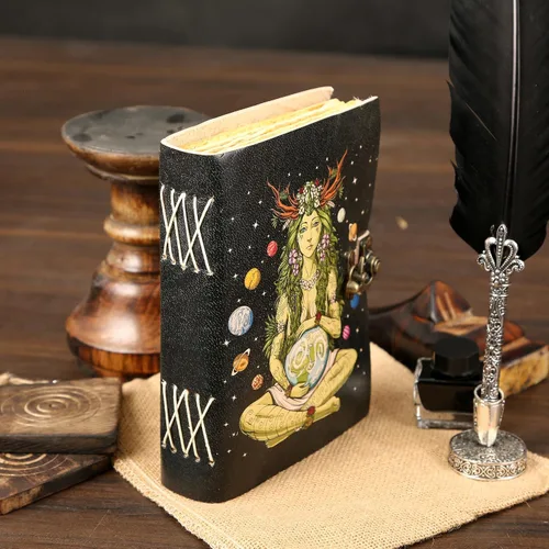 Miniatura 6 de KomalC Diario de cuero para mujeres y hombres sin forro con borde de cubierta de papel libro de sombras Hocus Pocus, cuaderno de escritura, diario
