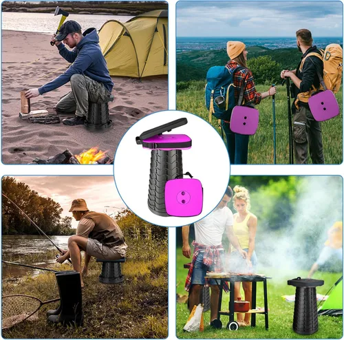 Miniatura 6 de Taburete plegable para acampar con cojín, taburete plegable portátil con bolsa de nailon, taburete plegable para adultos portátil, carga máxima