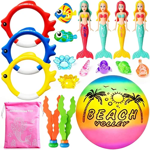 18 piezas de juguetes de buceo para piscina para niños de 3 a 12 años con bolsa de almacenamiento, juegos de piscina de verano, juguetes de sirena