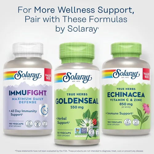 Miniatura 6 de SOLARAY Goldenseal - Cápsulas de raíz de 550 mg, suplementos herbales Golden Seal para apoyo al bienestar, veganas, sin gluten, para adultos, 50