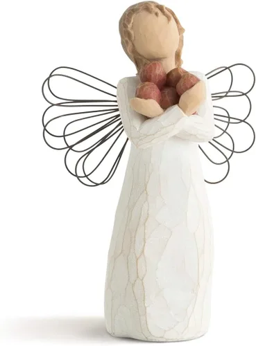 Willow Tree Ángel de la buena salud, una abundancia de salud y felicidad, sosteniendo manzanas como símbolo de esperanza y curación, agradecimiento