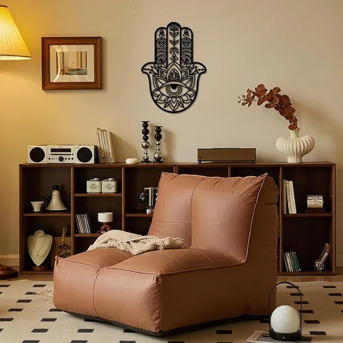Miniatura 4 de Slickss Hamsa Mano de Fátima - Arte de pared de metal, protección contra el mal de ojo, arte de pared espiritual, arte de pared de geometría sagrada