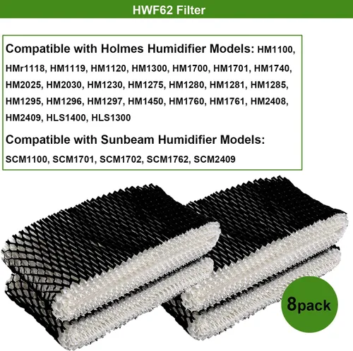 Miniatura 4 de Paquete de 8 filtros de absorción de humidificador compatibles con filtro de repuesto Holmes humidificador HWF62 y HWF62CS, filtro A